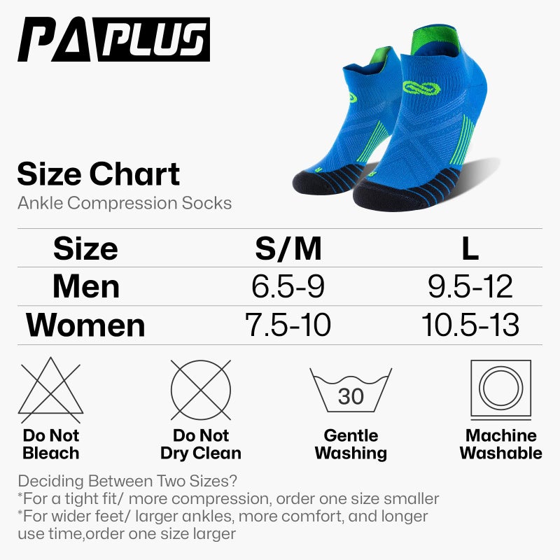 PAPLUS No Show Compression Socks for Men and Women, Low Cut Running Ankle Socks with Arch Support for Plantar Fasciitis, Cyling, Athletic, Flight, Travel, Nurses - Image 2
